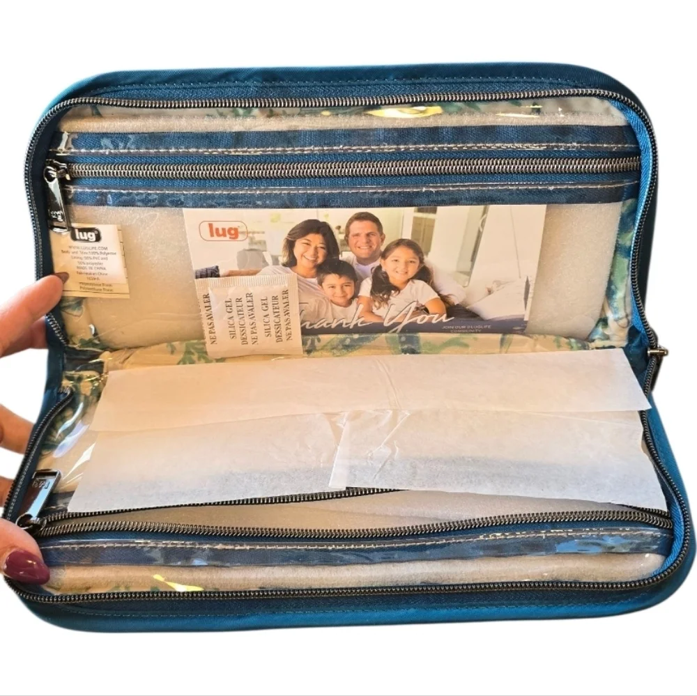 Lug Travel Lay Flat Teal Nylon Zip Around Cosmetic Toiletry Bag